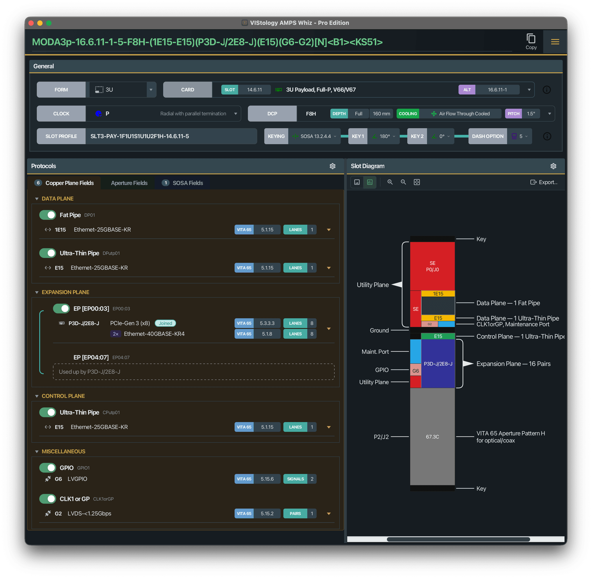 AMPS Whiz Pro capacity bars with port labels and dark mode