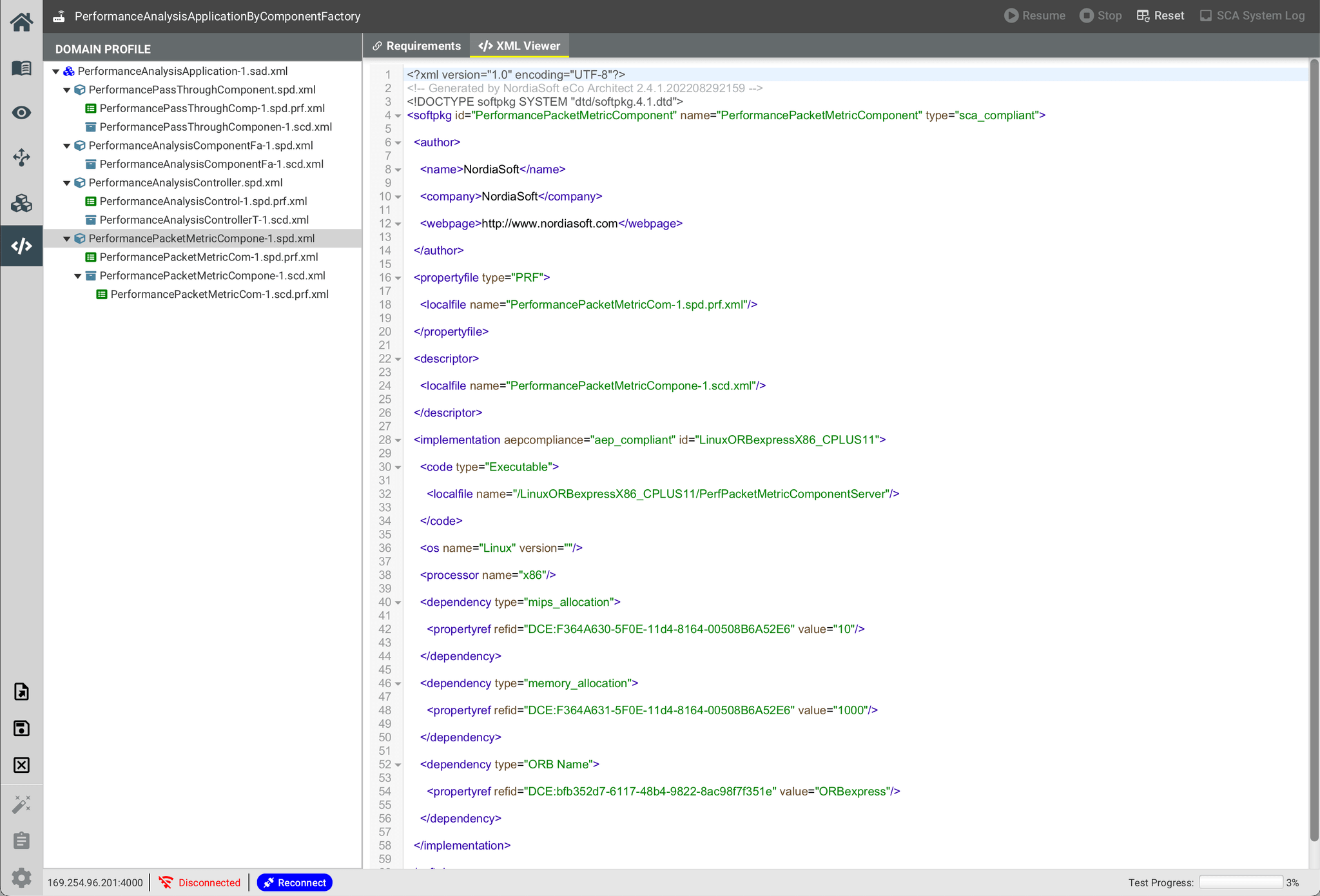 Domain Profile XML browser with verification status