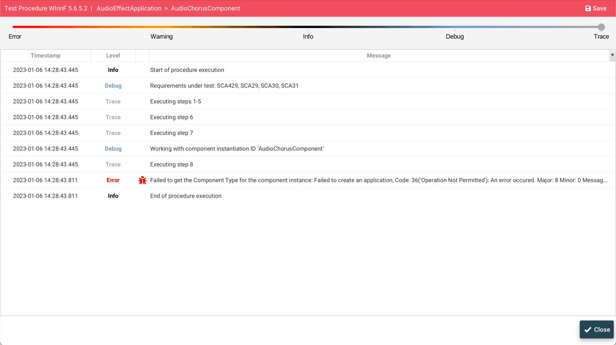 Runtime procedure execution log